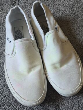 Vans Womens White Slip-On Sneakers Create Your Own DIY Shoes Size 9